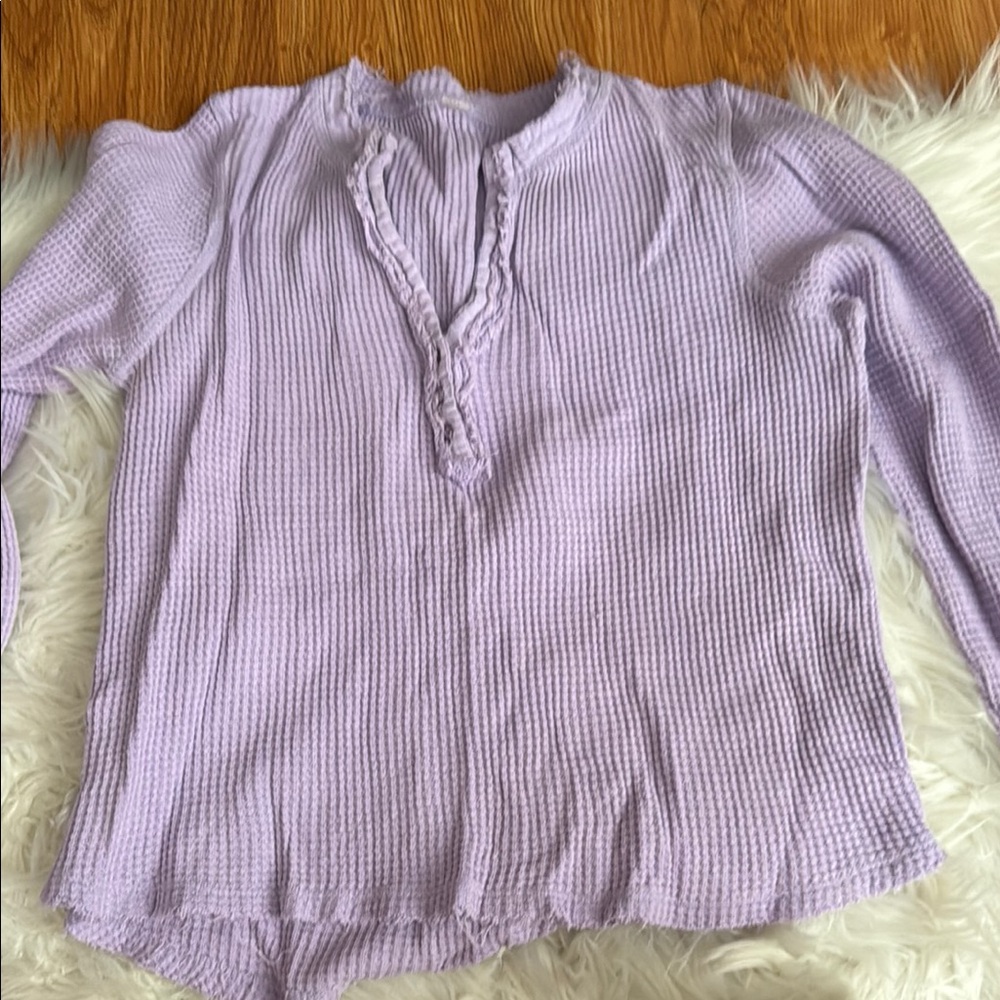 Lavender Waffle Knit Pajama Top